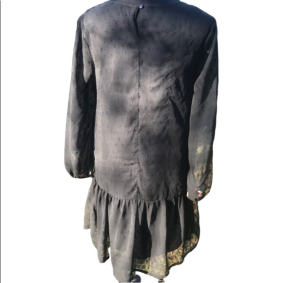 Black Swiss Dot Long Sleeved Dress - Picture 6 of 7